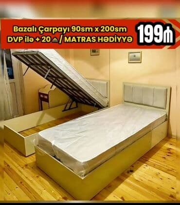 kravat bazalı: Yeni, Təknəfərlik çarpayı, Bazalı, Matras ilə, Siyirməsiz, Azərbaycan — 1