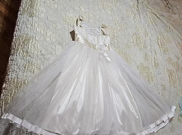 Uşaq üçün ağ rəngli ziyafət/geyim donu. - Model: A-kəsimli, uzun — 2