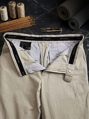 WESTBURY kişi şalvarı – bej rəng - Klassik, gündəlik və ofis tərzinə