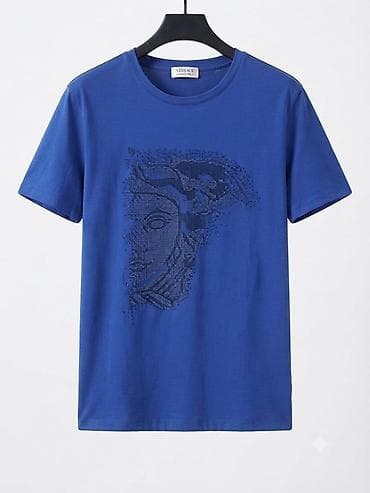mexmer parca: Versace collection Mavi rəngli qısaqoll T‑şört. - Klassik dairəvi — 1