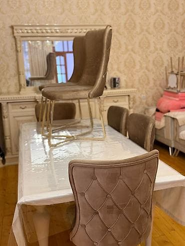 stulla: Qonaq otağı üçün, Yeni, Açılan, Dördbucaq masa, 6 stul — 5