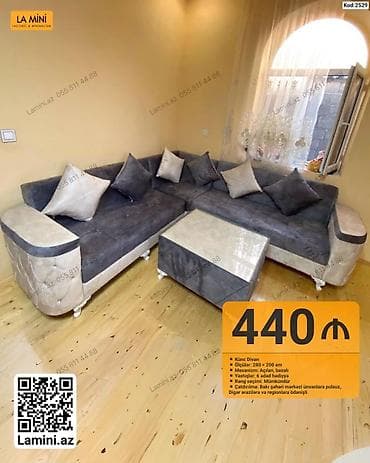 Künc Divan – La Mini - Ölçülər: 280 × 200 sm - Mexanizm: Açılan