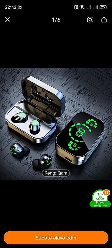 TWS simsiz qulaqlıq + şarj qabı - Rəng: qara - Qulaqdaxili kompakt