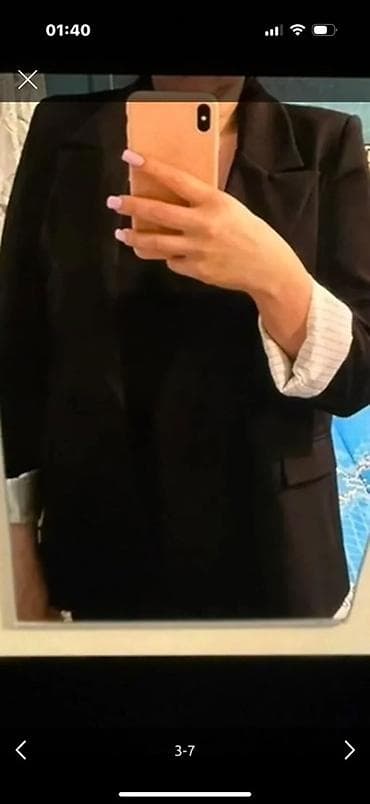 pencəy: Qadın üçün qara blazer - Klassik dizayn, sərbəst düz kəsim - İkiqat — 2