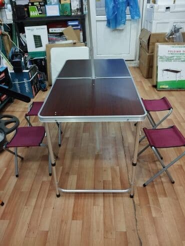 toxunma saplar satisi: Piknik stolu ve stullari 4 eded oturacaq ve 1 qatlanan stoldan — 3