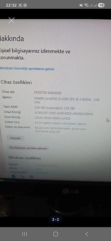 lg kondisoner: Masaüstü kompüter komplekti Komplekt: - Sistem bloku - LG monitor - — 2