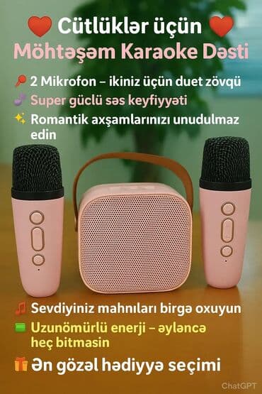 Cütlüklər üçün Möhtəşəm Karaoke Dəsti - Set: 2 ədəd simsiz mikrofon +