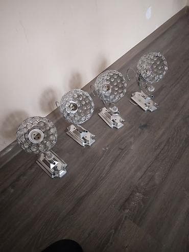 qiz sekili: Dekorativ divar lampaları – 4 ədəd set - Material: xrom rəngli metal — 2