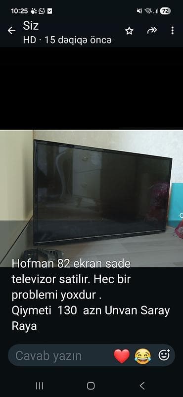 hoffman ütü: Hofman 82 sm (32") ekranlı sadə televizor. - Geniş və parlaq ekran — 1