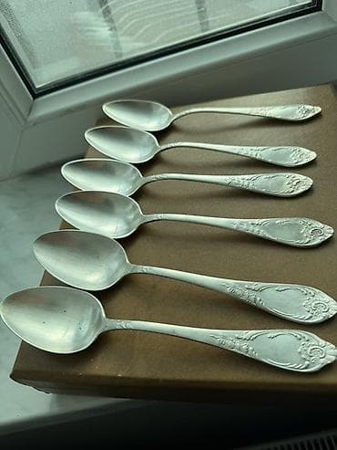 sufreler: 6 ədəd klassik desert qaşığı dəsti - Material: metal ərintisi — 4