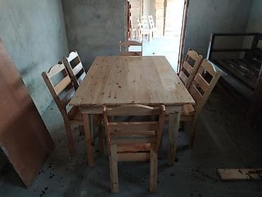 Bağ evi və həyət üçün taxta masa ve stullar . Taxta Stol dəsti bağ — 4