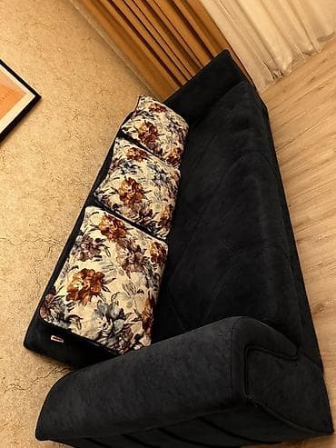parda tul: Məhsul: 3 nəfərlik yumşaq divan - Rəng və material: Tünd — 2