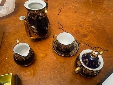 dekor saatlar: Çay dəsti, rəng - Qızılı, Şüşə, 6 nəfərlik — 6