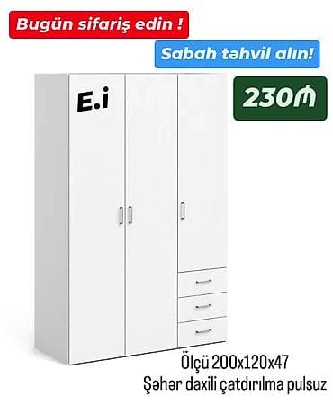 ev seyf qapilari: 3 qapılı, Siyirməli, Ağ, Taxta, Açılan, Düz dolab — 1