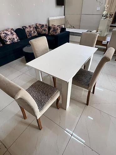 plasmas stolar: Qonaq otağı üçün, İşlənmiş, Açılmayan, Dördbucaq masa, 4 stul — 1