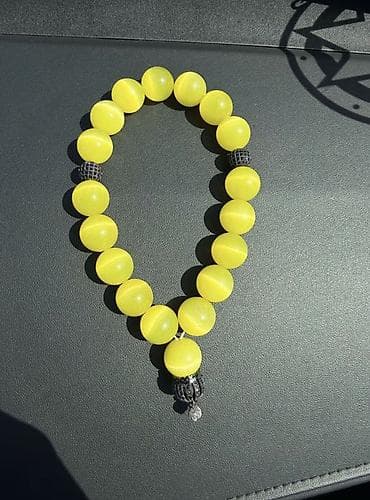 Бижутерия: Sarı muncuqlu təsbeh/aksesuar - Parlaq limon-sarı rəngdə böyük — 1