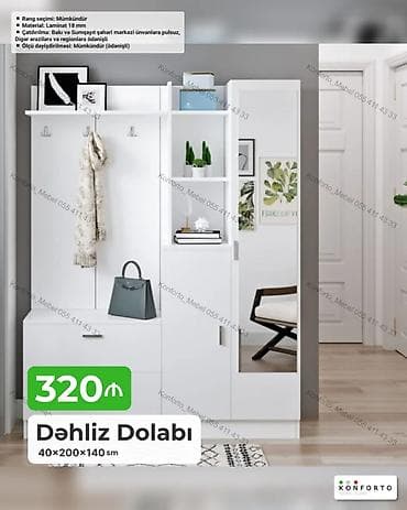 oturaca: Dəhliz Dolabı – funksional giriş mebeli Variant 1: - Ölçü: 47×200×160 — 1