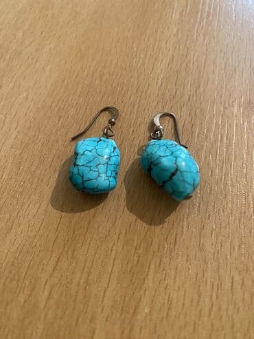 sirga: Türkuaz daşlı sırğalar - Material: mavi türkuaz effektli daş boncuklar — 3