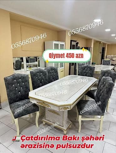 Для гостиной, Новый, Нераскладной, Квадратный стол, 6 стульев — 9