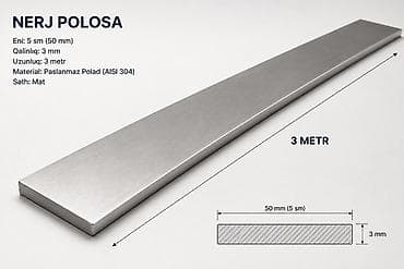 nerj profil: Nerj Polosa – paslanmaz polad zolaq - Material: Paslanmaz polad AISI — 1