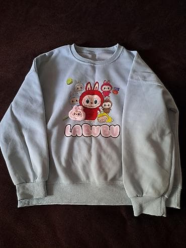 palt: LABUBU printli svitşot - Rəng: açıq boz-mavi - Üz hissədə böyük — 1