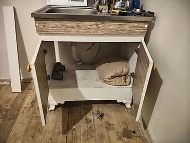 isqaflar: Mətbəx üçün qab yuyan lavabolu şkaf - Üst hissə: paslanmayan polad — 1