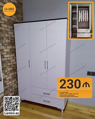 3 qapılı, Siyirməli, Ağ, Taxta, Açılan, Düz dolab lalafo.az -da 3 qapılı, Siyirməli, Ağ, Taxta, Açılan, Düz dolab