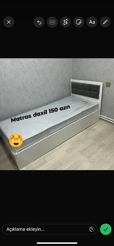 Təknəfərlik çarpayı, Matras ilə, Siyirməsiz