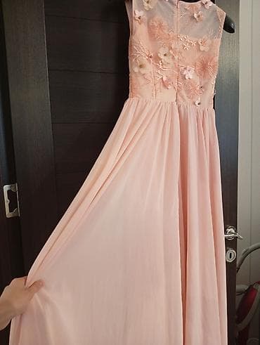 kofta modelleri: Uzun, şifon gecə/libas - Rəng: açıq şaftalı - Model: yuxarı hissəsi — 2