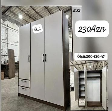 3 qapılı geyim şkafı – model G_1 Ölçü: 200 × 120 × 47 sm lalafo.az -da 3 qapılı geyim şkafı – model G_1 Ölçü: 200 × 120 × 47 sm