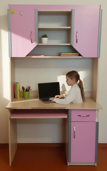 stollu ikimərtəbəli carpayı: Qız üçün, İşlənmiş, Siyirməli, Yazı masası, Stulsuz — 2