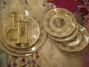 tort m: Tort və şiriniyyat qabı, rəng - Qızılı, Farfor — 1