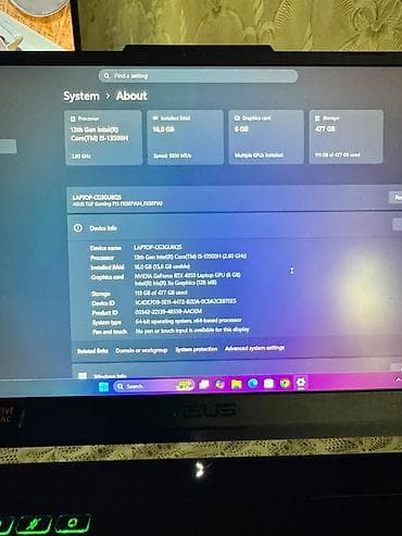 asus rog strix g18: İşlənmiş ASUS TUF Gaming, 15.6 ", Intel Core i5, 512 GB, Pulsuz çatdırılma — 2