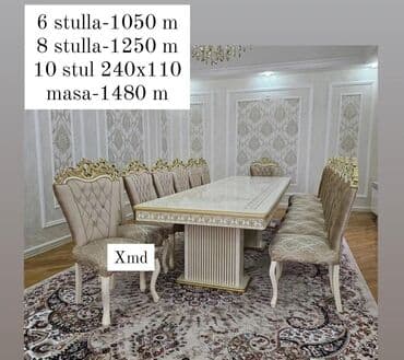 mdf qiymeti: Qonaq otağı üçün, Yeni, Açılmayan, Dördbucaq masa, 6 stul — 2