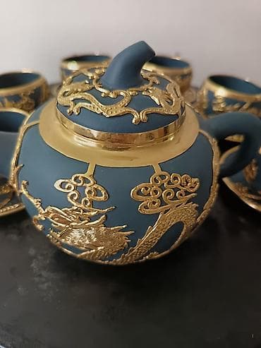 Qab-qacaq və mətbəx ləvazimatları: Çay dəsti, rəng - Göy, Keramika — 2