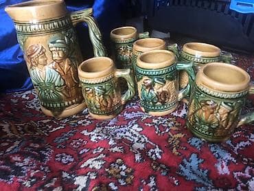 Keramik sürahi və stəkan dəsti - Tərkib: 1 ədəd sürahi + 6 ədəd — 1