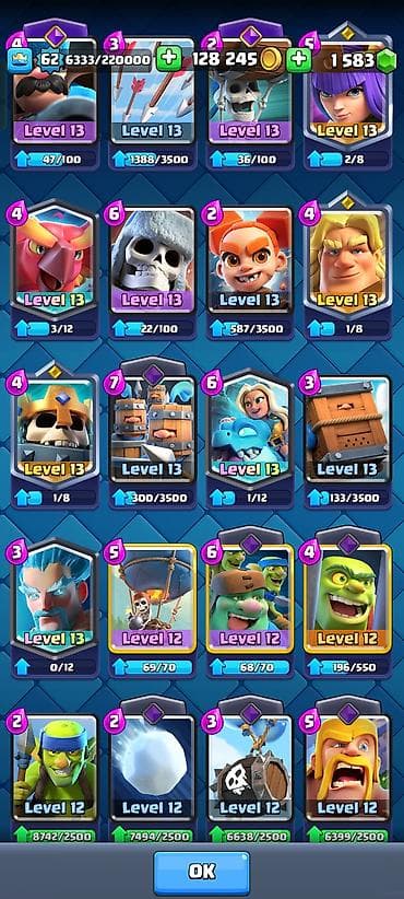 İncəsənət və kolleksiyalar: 💎 Clash Royale Hesabı Satılır King Level: 62 MAX kartlar: Level 16 — 6