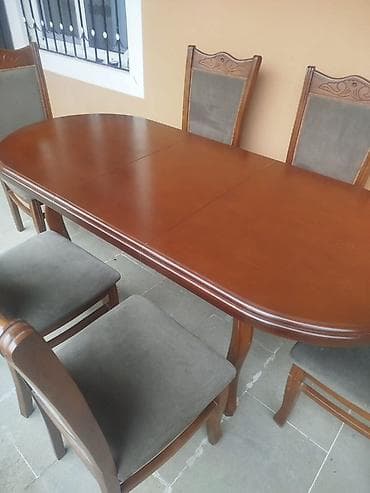 balkon ucun stol stullar: Açılan, Oval masa, 6 stul — 1