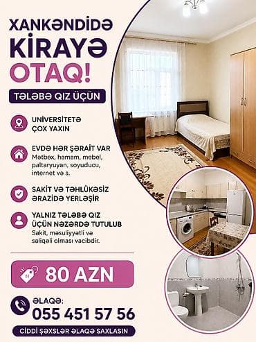 Xankəndidə kirayə otaq – tələbə qız üçün. - Universitetə çox yaxın. -