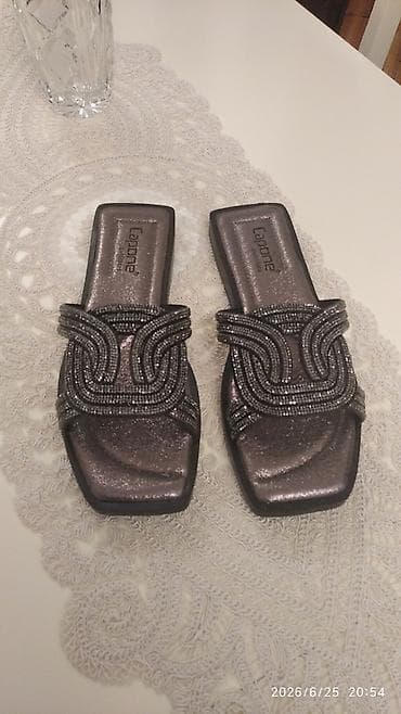 sendel: Brend: Capone Model: Qadın slayd-sandal Rəng: Tünd metalik boz — 1