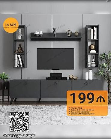 tv stend satilir: Düz TV altlığı, Polkalı — 1