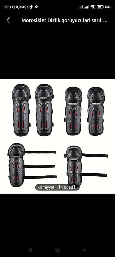 velo zapchast: Motosiklet dirsək və diz qoruyuculari satılır, təzədir pakofkadadir — 4