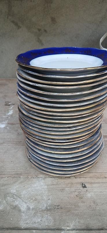 oglan tort sekilleri: Boşqablar, 6 ədədli dəst, rəng - Göy, Farfor — 6