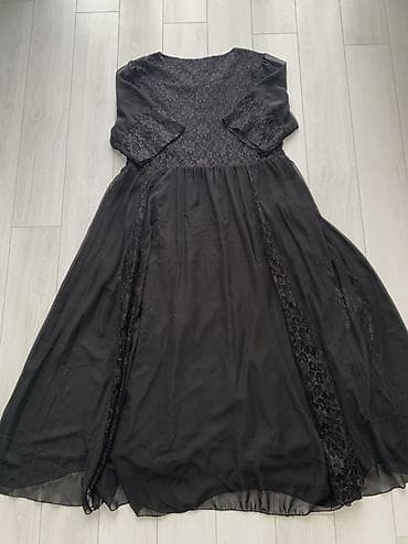 Qara uzun ziyafət/libas - Rəng: saf qara - Model: maksi uzunluq