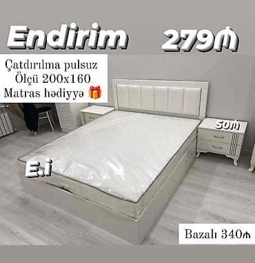 tekli yataq: Yeni, İkinəfərlik çarpayı, Bazalı, Matras ilə — 1