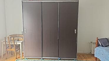 3 qapılı, Qəhvəyi, Taxta, Kupe, Düz dolab