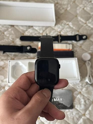 saat telefon: Ağıllı saat apple watch a class – kvadrat ekranlı, qara silikon — 1
