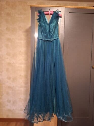 вечерние платья новая коллекция: Zərif ziyafət geyimləri kolleksiyası 1) Mavi-yaşıl tül libas - Uzun — 2