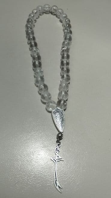 gumuş tesbeh: Dur nəcəf daşı deyirlər billur orginal natural təbii təsbeh Zülfüqar — 3