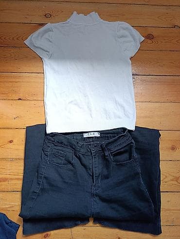 Qadın geyim dəsti – müxtəlif üst geyimlər və şalvarlar - Qısaqol